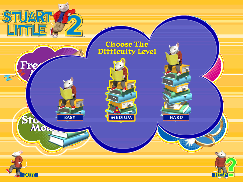 Stuart Little 2 (Windows) screenshot: Select difficulty level