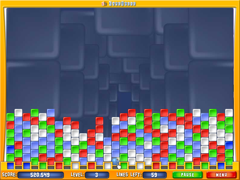 Collapse! Crunch (Windows) screenshot: A blue Color Bomb with it's blast radius in light blue