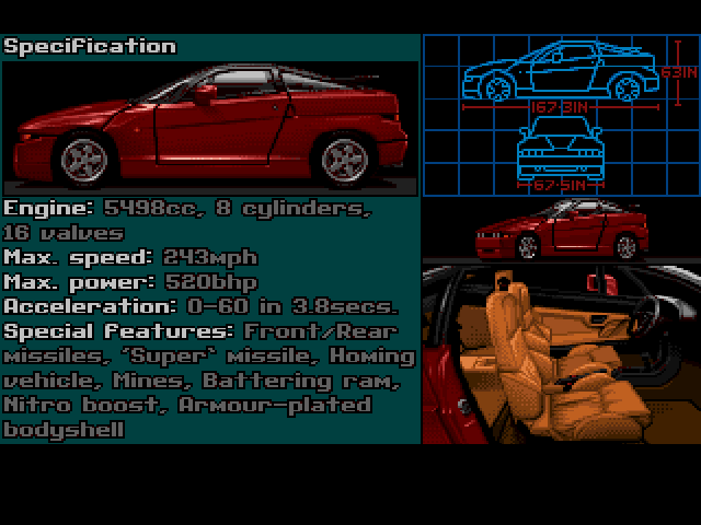 Super Cars II (Amiga) screenshot: Introduction 3