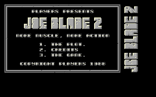 Joe Blade II (Amiga) screenshot: Main menu
