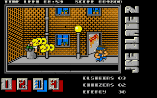 Joe Blade II (Amiga) screenshot: Killing enemies by jumping