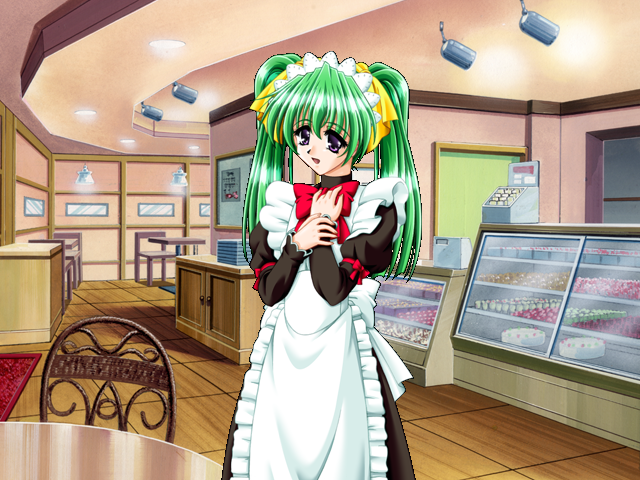 Target: Pheromone (Windows) screenshot: Ayumi, cashier at the bakery