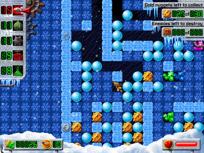 Treasure Mole: Winter Vacation (Windows) screenshot: Easy Mode - Level 1