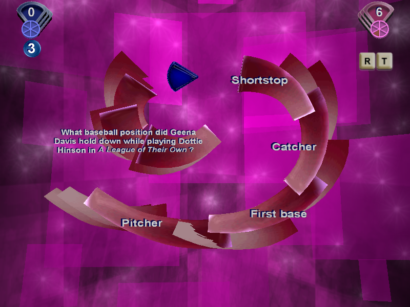 Trivial Pursuit: Unhinged (Windows) screenshot: Here's an Arts and Entertainment question in the Unhinged game
