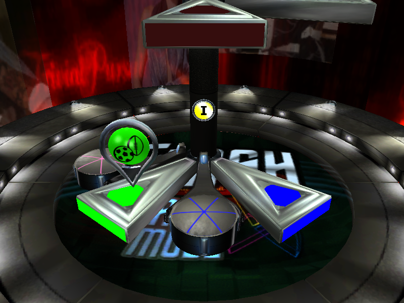 Trivial Pursuit: Unhinged (Windows) screenshot: The Flash game is very different from the other games in that the board is vertical and only allows a choice of 2 spaces on each of 5 levels
