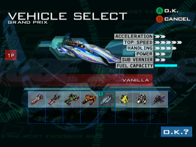 Tube Slider (GameCube) screenshot: Select your sled