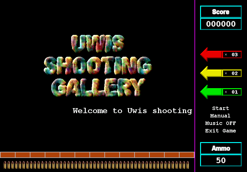 Uwis Shooting Gallery (Windows) screenshot: Title screen