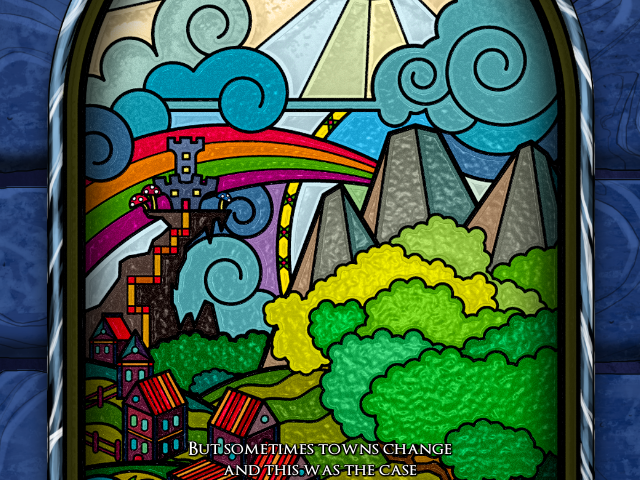 Darkestville Castle (Windows) screenshot: From the game intro - a lovely stained glass image, not a technique often used...
