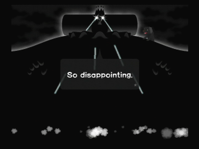 We ♥ Katamari (PlayStation 2) screenshot: Objective failed; the king isn't happy!
