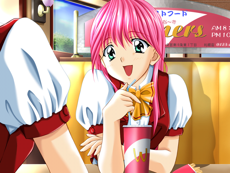 X-Change 2 (Windows) screenshot: Opening cinematic, Maiko in a soda shop