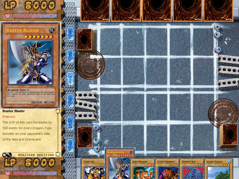 Yu-Gi-Oh!: Power of Chaos - Joey the Passion (Windows) screenshot: The duel is ready to begin... as you can see, there's a street feel to this game.
