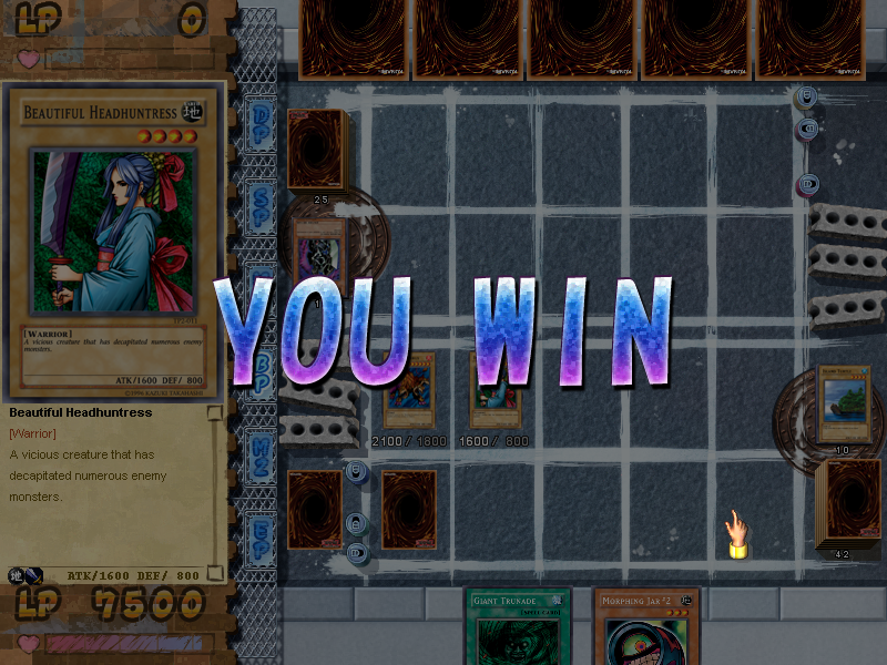 Yu-Gi-Oh!: Power of Chaos - Joey the Passion (Windows) screenshot: No change to the You Win screen from the previous games.