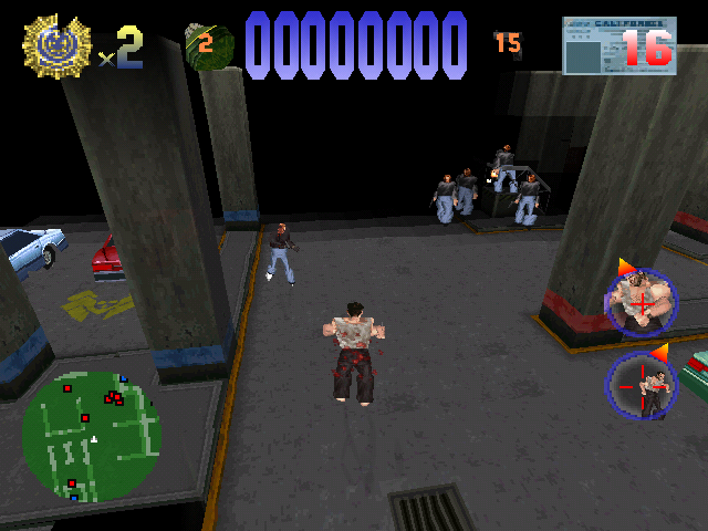 Die Hard Trilogy (PlayStation) screenshot: DH1 - McClane has been shot