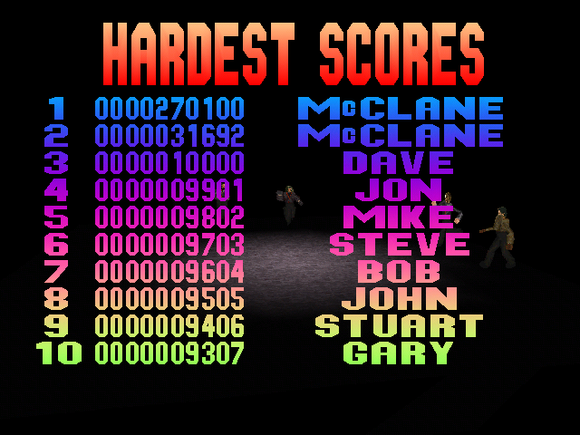 Die Hard Trilogy (PlayStation) screenshot: High Scores