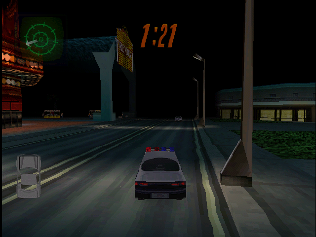 Die Hard Trilogy 2: Viva Las Vegas (PlayStation) screenshot: Driving - A police car the next