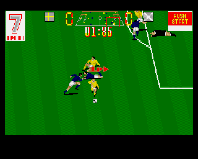 Euro Champ '92 (Amiga) screenshot: Probably a foul if the referee was awake.