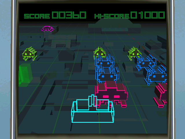 Space Invaders: Anniversary (Windows) screenshot: 3D - Several invaders get too close