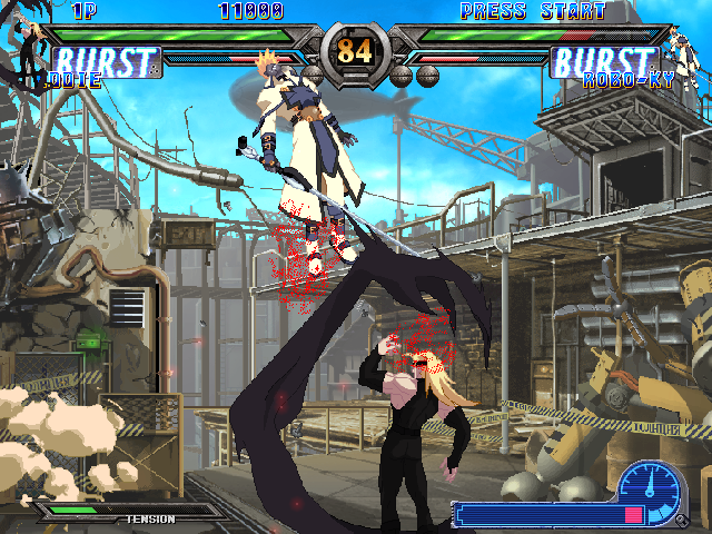 Guilty Gear X2: The Midnight Carnival #Reload (Windows) screenshot: Eddie strikes with his demonic symbiote