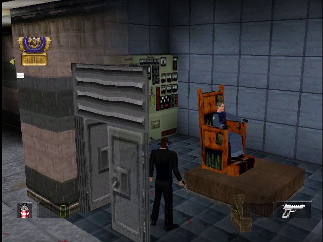 Die Hard Trilogy 2: Viva Las Vegas (PlayStation) screenshot: 3rd person - Prisoner waiting to be executed