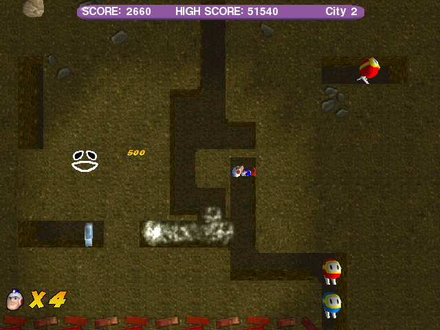 Dig Dug Deeper (Windows) screenshot: Smoking the monsters out.