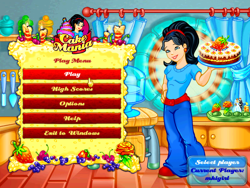 Cake Mania (Windows) screenshot: Main Menu