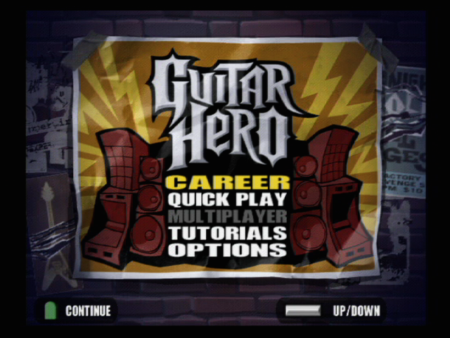 Guitar Hero (PlayStation 2) screenshot: The main menu