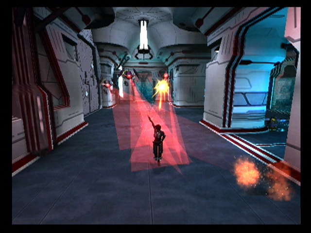 Æon Flux (PlayStation 2) screenshot: Running from trouble...