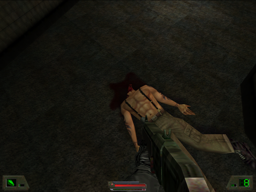 Soldier of Fortune (Linux) screenshot: Looks like he lost his head.