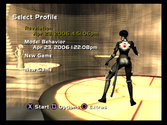 Æon Flux (PlayStation 2) screenshot: The main menu