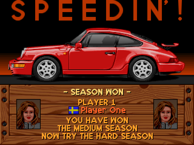Supercars International (DOS) screenshot: Winning a season (ending the game)