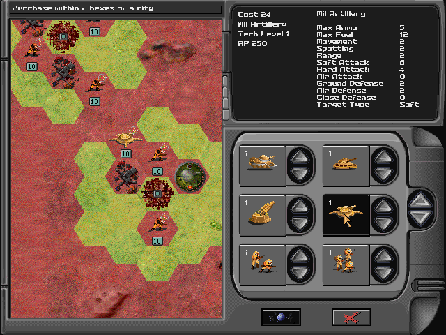 Star General (DOS) screenshot: Buying units