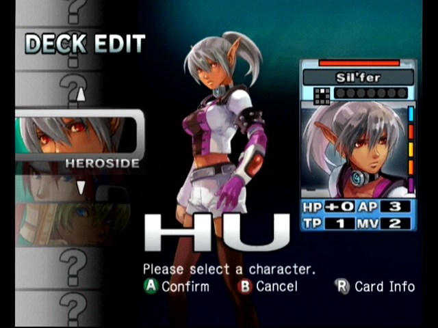 Phantasy Star Online: Episode III - C.A.R.D. Revolution (GameCube) screenshot: Edit this character's deck?