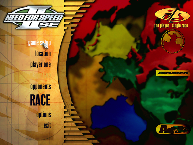 Need for Speed II: SE (Windows) screenshot: Main menu