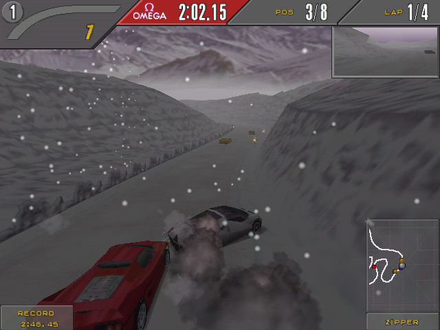 Need for Speed II: SE (Windows) screenshot: Sliding through the snow.