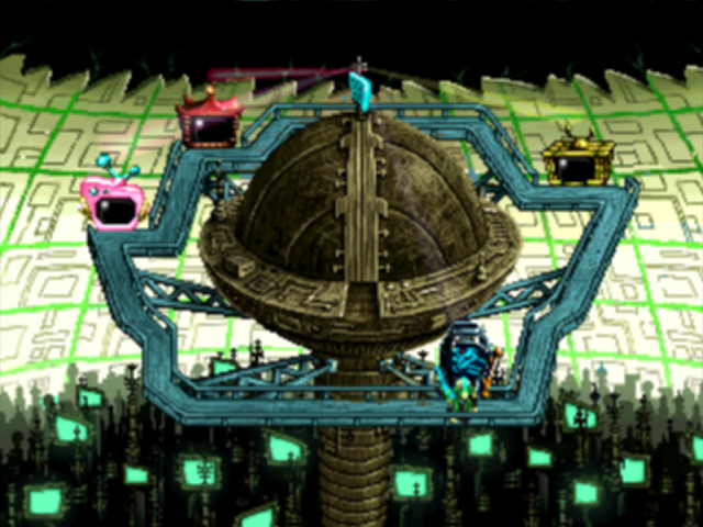 Gex (PlayStation) screenshot: Overworld map, pick a level.