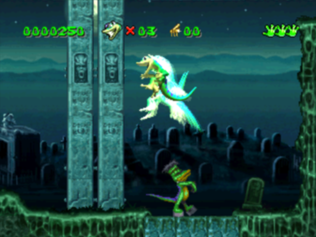 Gex (PlayStation) screenshot: Gex gets hyper.