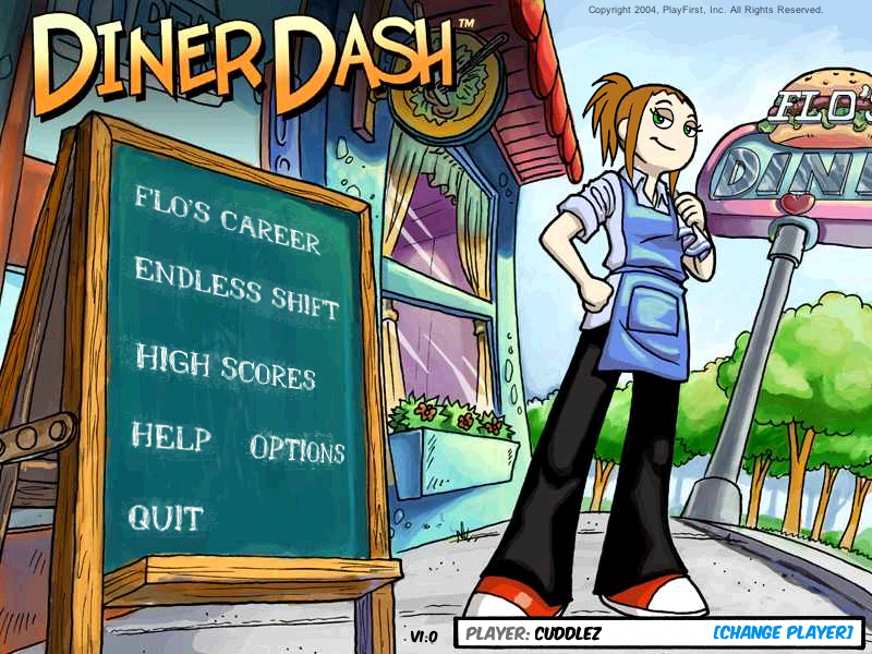 Diner Dash (Windows) screenshot: Title Screen/Main Menu