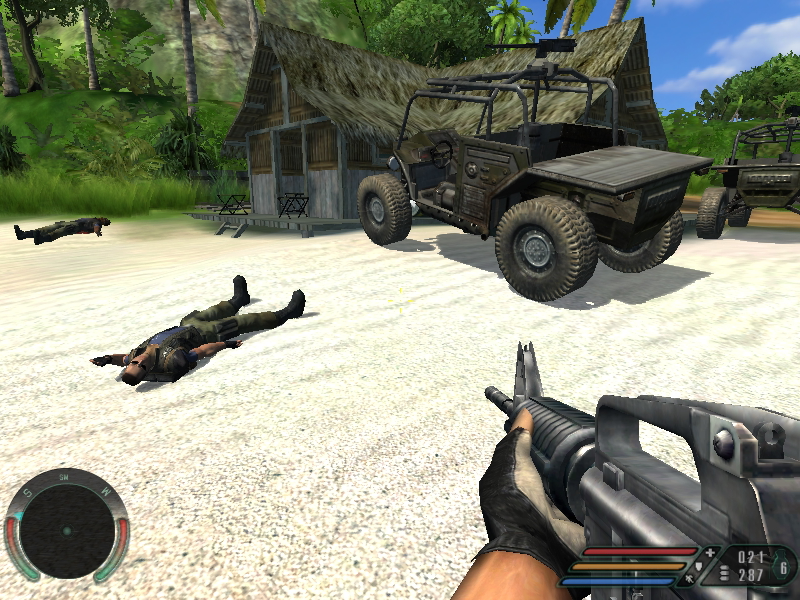 Far Cry (Windows) screenshot: A little car accident ;)