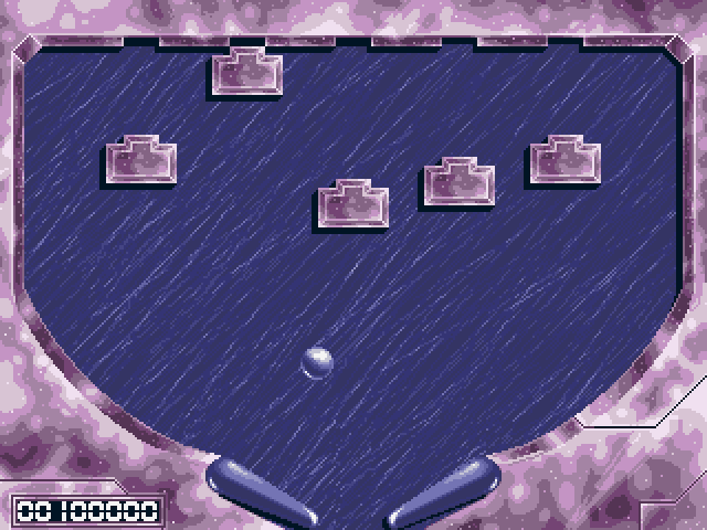 Living Ball (DOS) screenshot: One of the Antarctic bonus levels. Knock the blocks back into the wall.