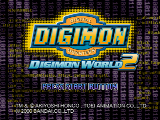 Digimon World 2 (PlayStation) screenshot: Title screen.