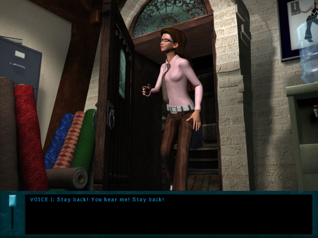 Nancy Drew: Danger by Design (Windows) screenshot: And a frantic girl runs out.