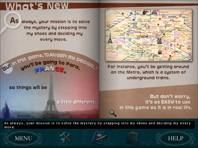 Nancy Drew: Danger by Design (Windows) screenshot: Checking out what's new in this game.