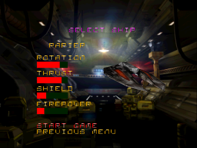 Asteroids Hyper 64 (Nintendo 64) screenshot: Ship selection.