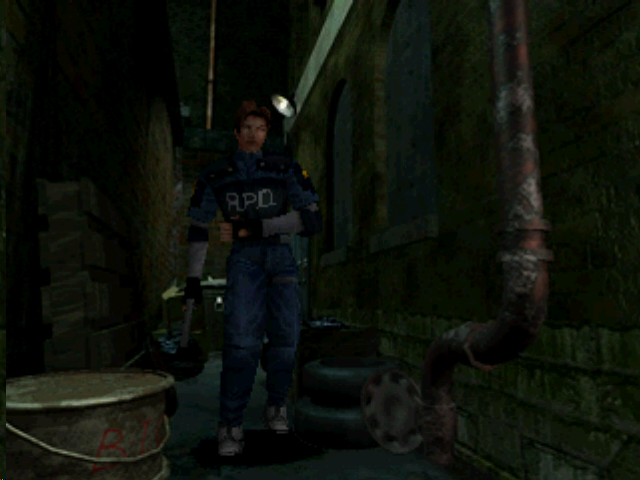 Resident Evil 2 (PlayStation) screenshot: You limp like this if injured.