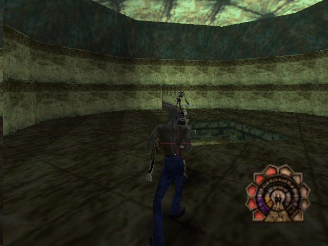 Shadow Man (Nintendo 64) screenshot: Once you get two weapons, you can target two enemies separately.