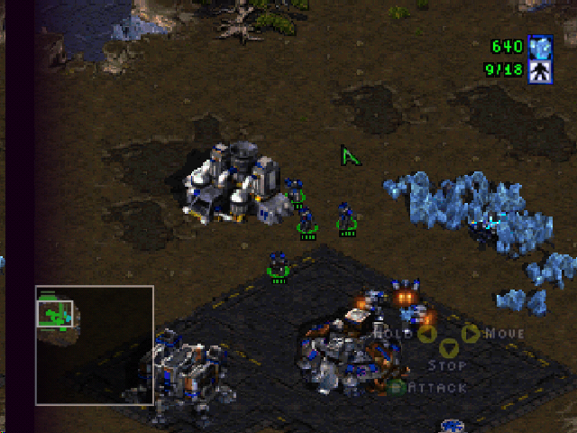 StarCraft 64 (Nintendo 64) screenshot: A fledgling Terran base