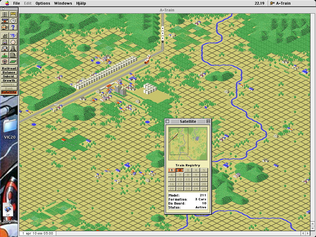 A-Train (Macintosh) screenshot: The satellite view