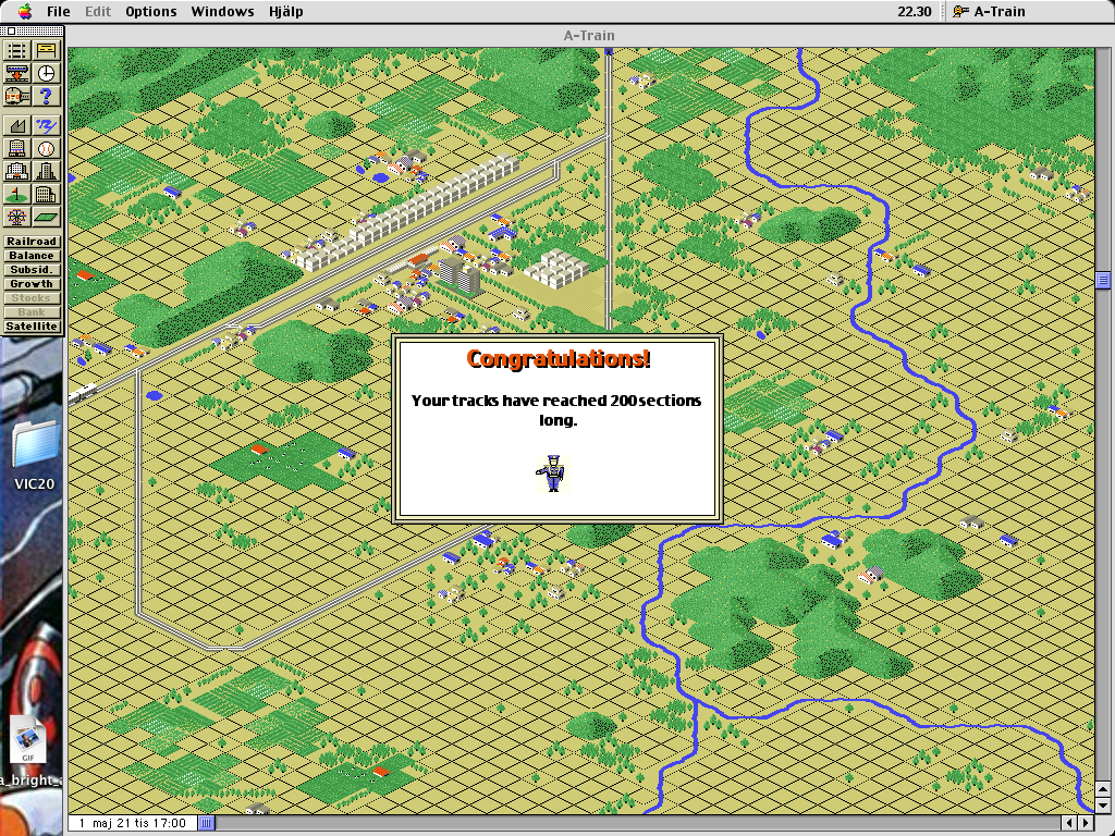 A-Train (Macintosh) screenshot: I have built a detour to promote city growth