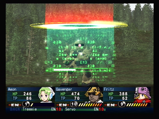 MS Saga: A New Dawn (PlayStation 2) screenshot: Using a technique to reduce an enemies armour