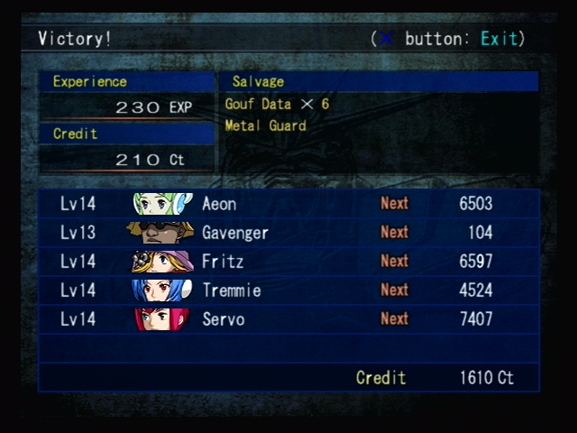 MS Saga: A New Dawn (PlayStation 2) screenshot: Victory! Here's the results of a battle